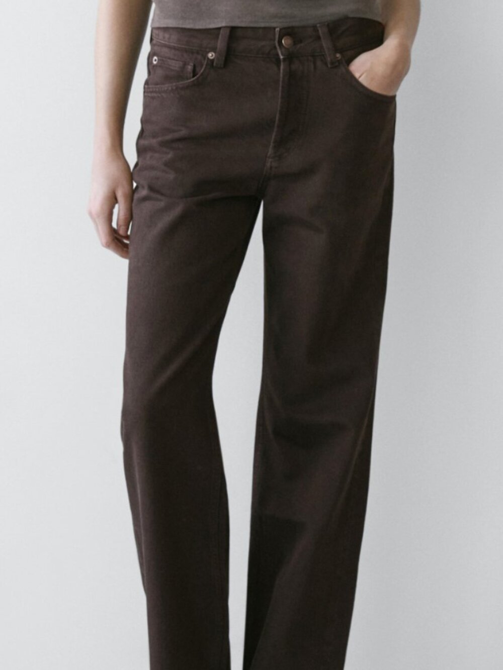 Massimo Dutti Wide-Leg Jeans in Chocolate